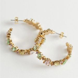 & Other Stories - Textured Rhinestone Hoop Earrings